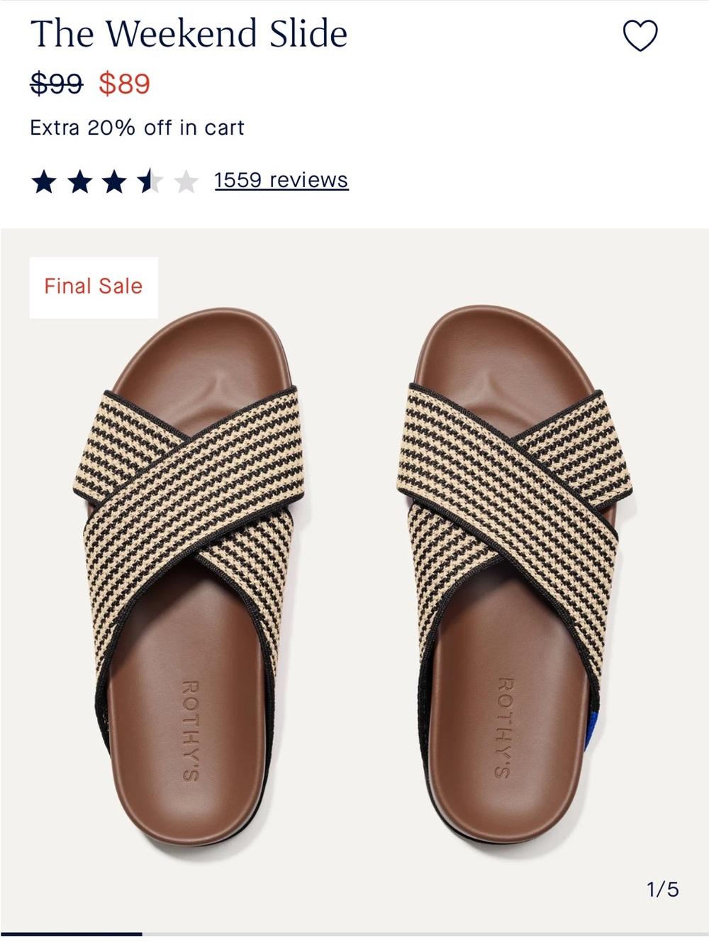 Rothy's Women's Weekend Slide Sandal in Black and Tan - Picture 6 of 6